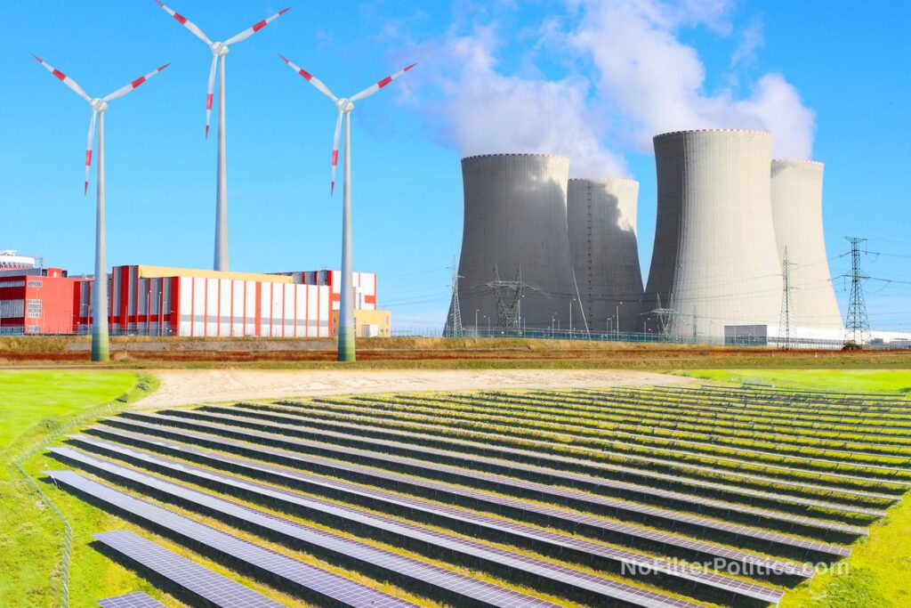 Industrial landscape with different energy resources.