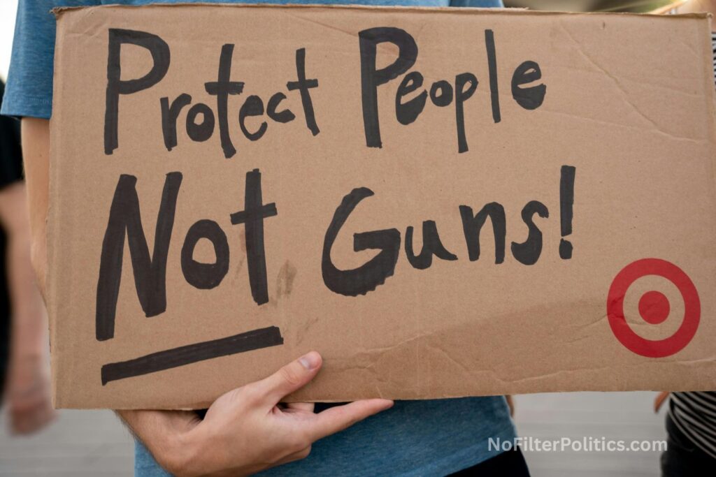 Person Holding a Sign at a Protest against Gun Violence