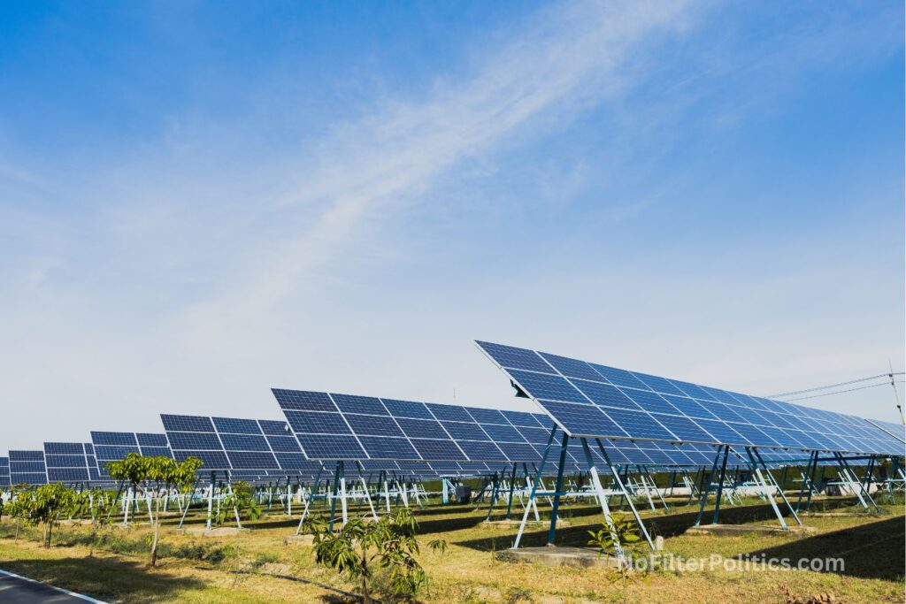 Solar panels photovoltaics in solar farm